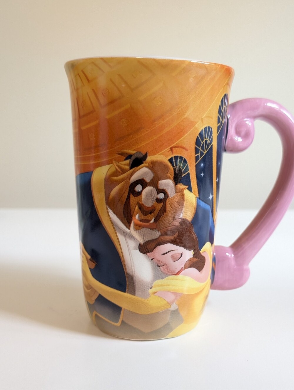 Disney Beauty and the Beast Yellow and Pink Ceramic Mug